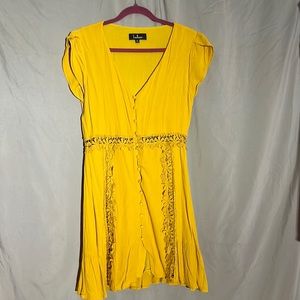 Wistful wanderer mustard yellow crochet lace dress lulus